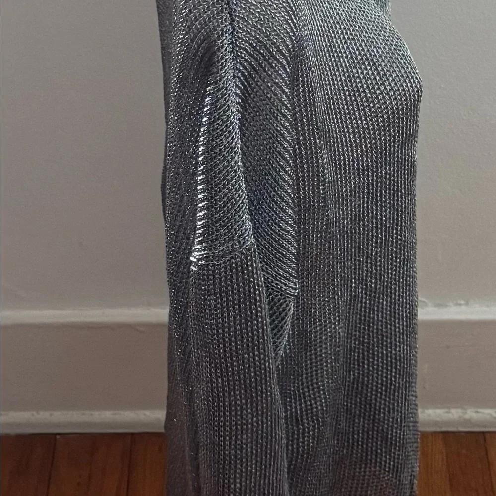 Vince Gray metallic silver Crew Neck long sleeve Sweater, size XS heavyweight